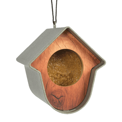 Pindakaaspothouder – grijsgroen met houtkleurige voorkant